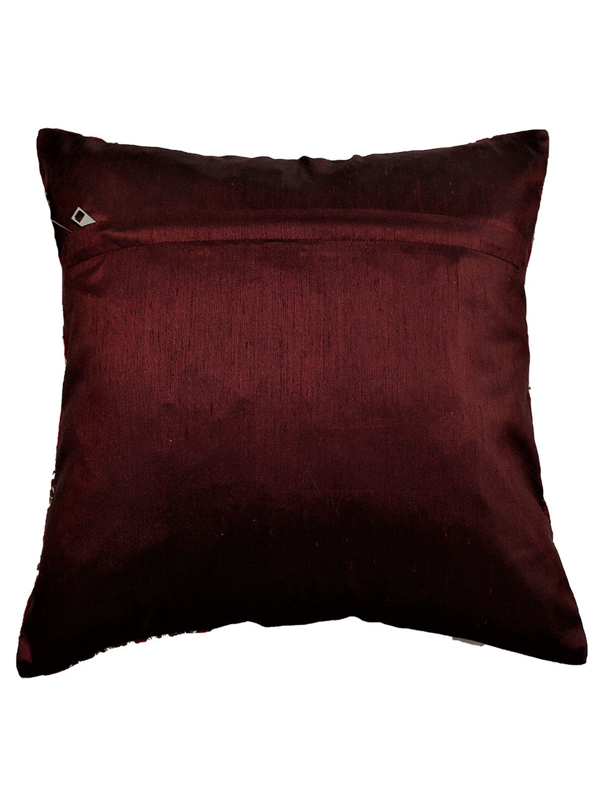 Plain wine-maroon dupion silk reverse with concealed zip