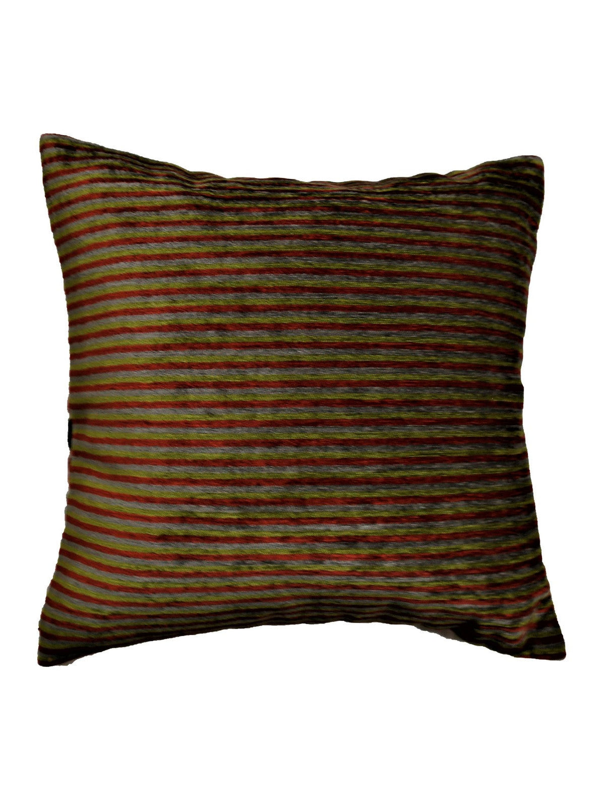 Reverse side in fine multicolour striped chenille - rust, olive and grey