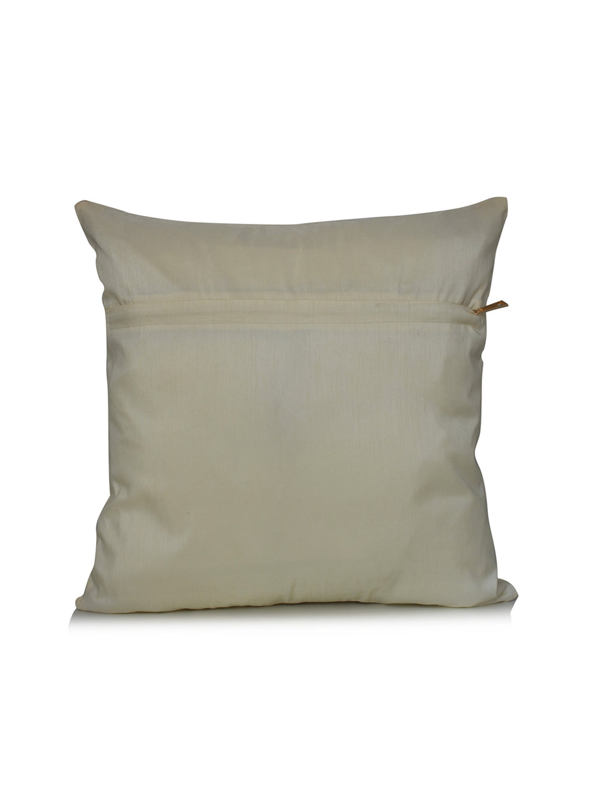 Plain ivory silk reverse with concealed zip