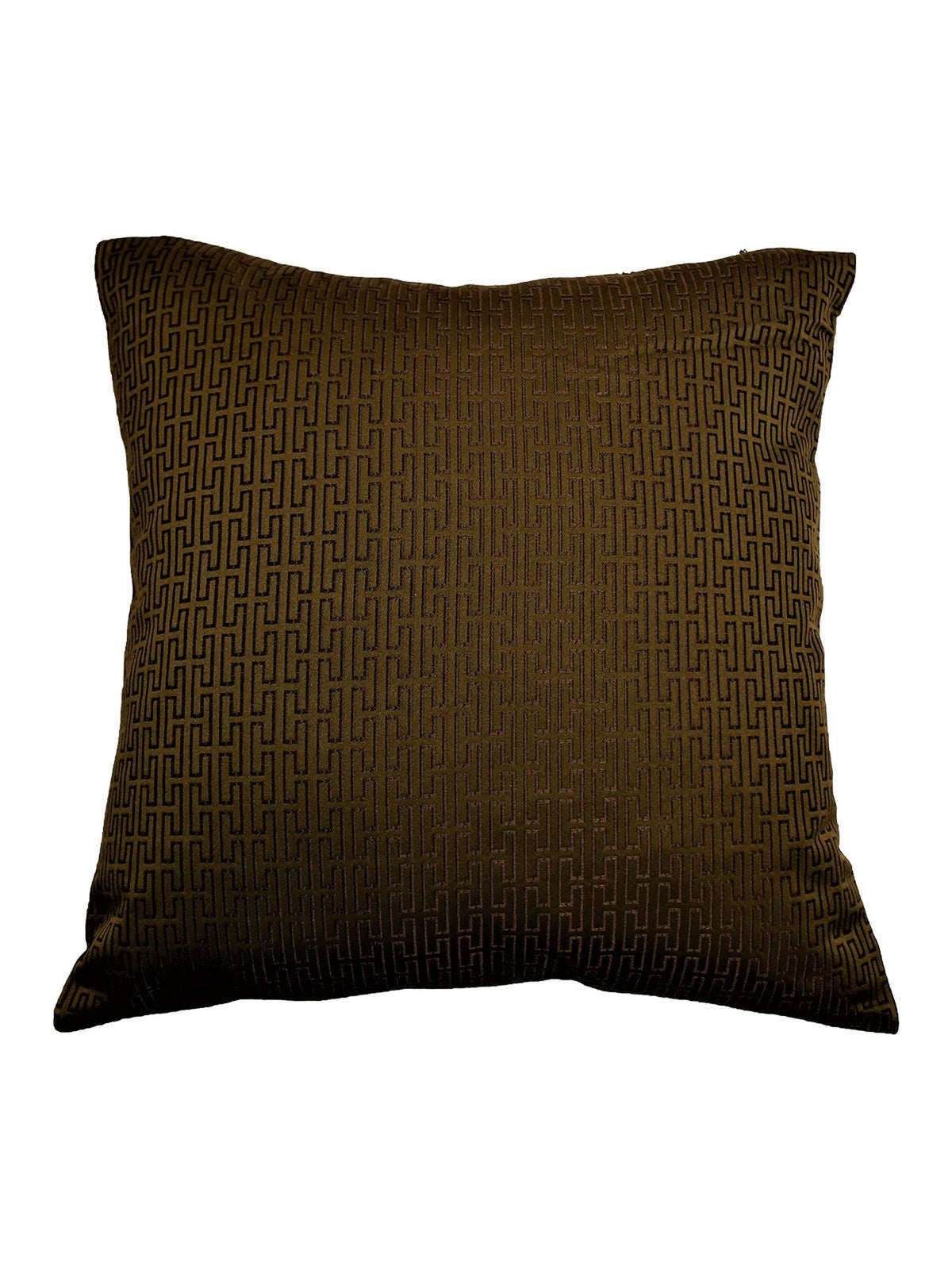 Reverse side in an olive-brown geometric fret jacquard weave