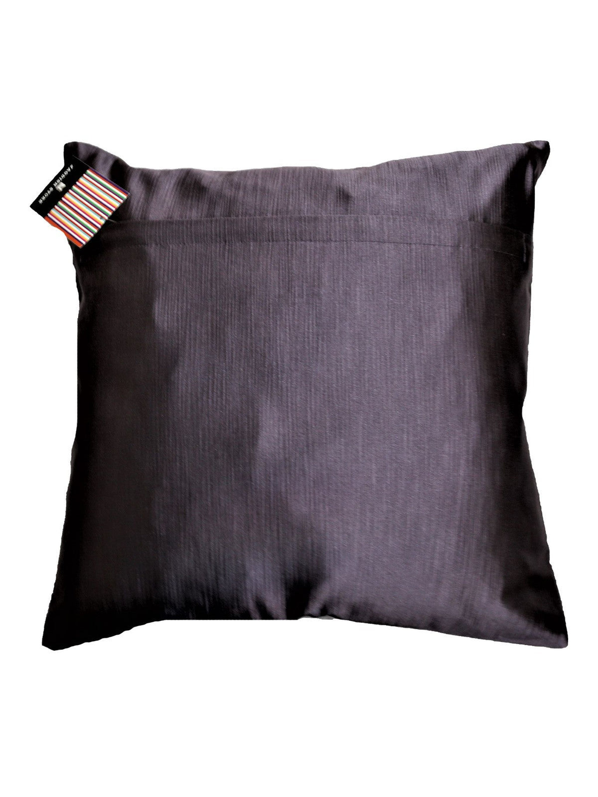 Plain dark mauve-grey reverse with concealed zip