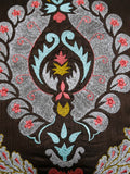 Brown Embroidered Polyester Cushion Cover front view
