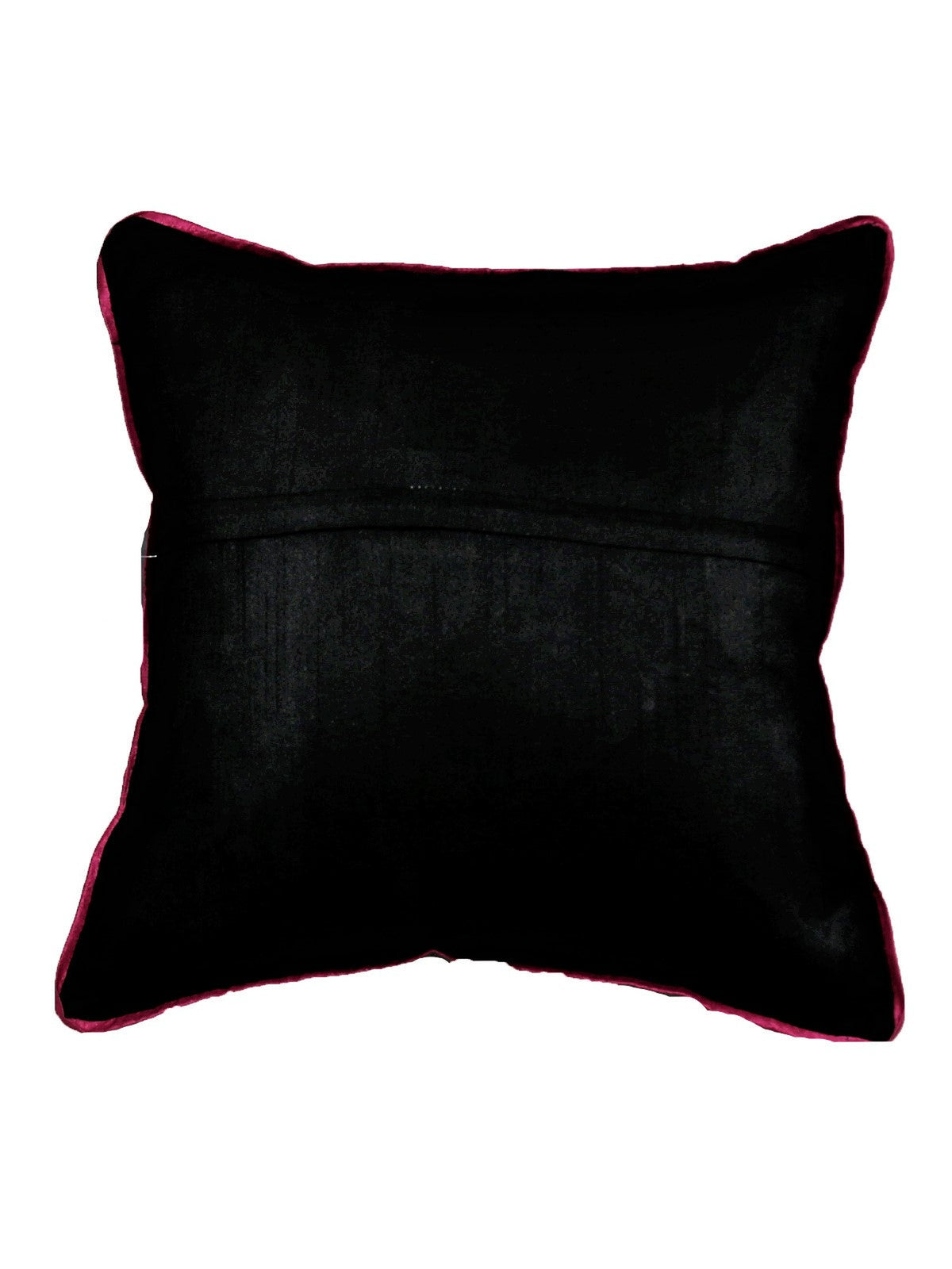 Plain black reverse with magenta piping, concealed zip
