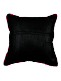 Black Embroidered Polyester Cushion Cover front view