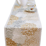 Beige Embroidered Dupion Silk Table Runner 12 X 90 inch front view