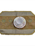 Green Embroidered Poly Silk Table Runner 13 X 26 inch front view