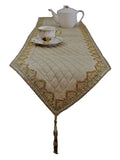 Beige Sequin Work Silk Table Runner 13 X 72 inch front view