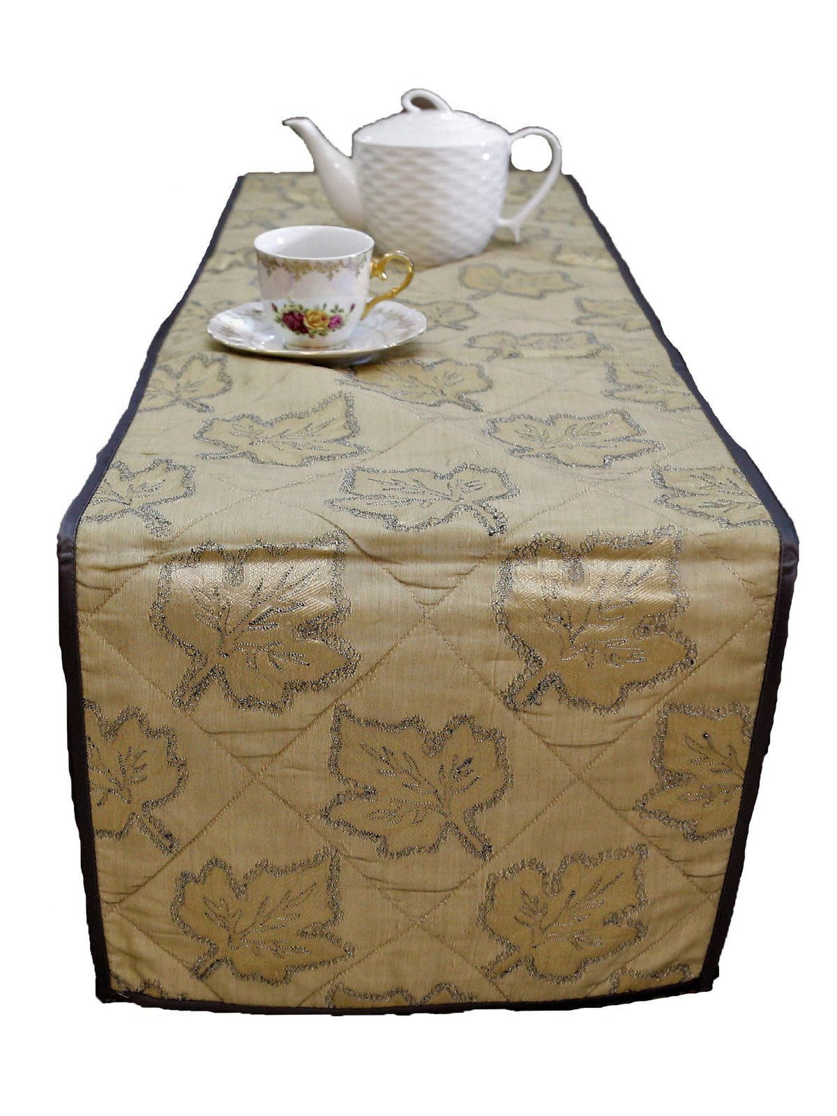 Green Dupion Silk Table Runner 14 X 72 inch front view