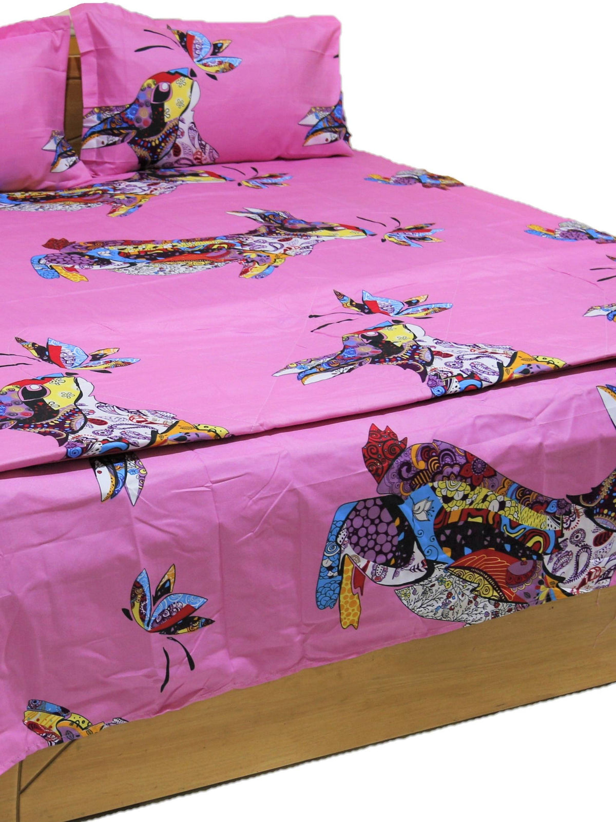 Purple Printed Cotton AC Set front view