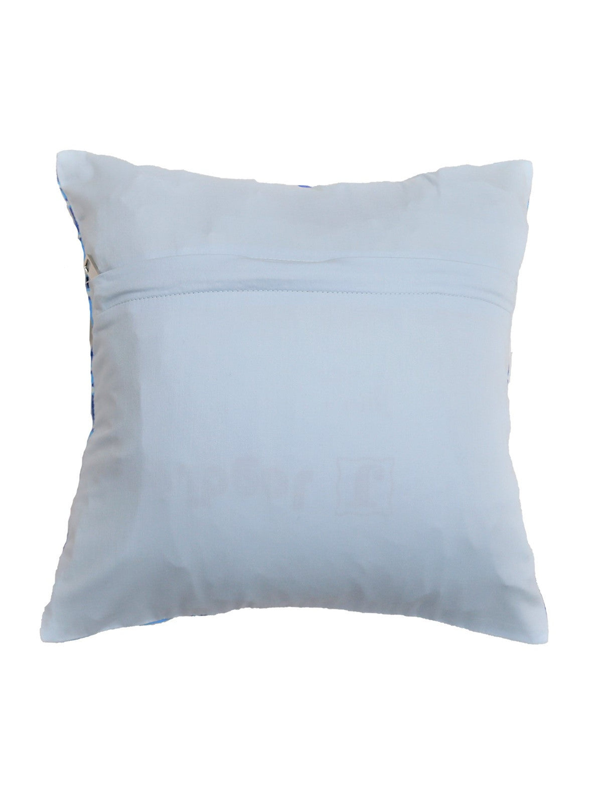 Blue Printed Polyester Cushion Covers 12x12 inch front view