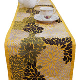 Yellow Embroidered Dupion Silk Table Runner 13 X 90 inch front view