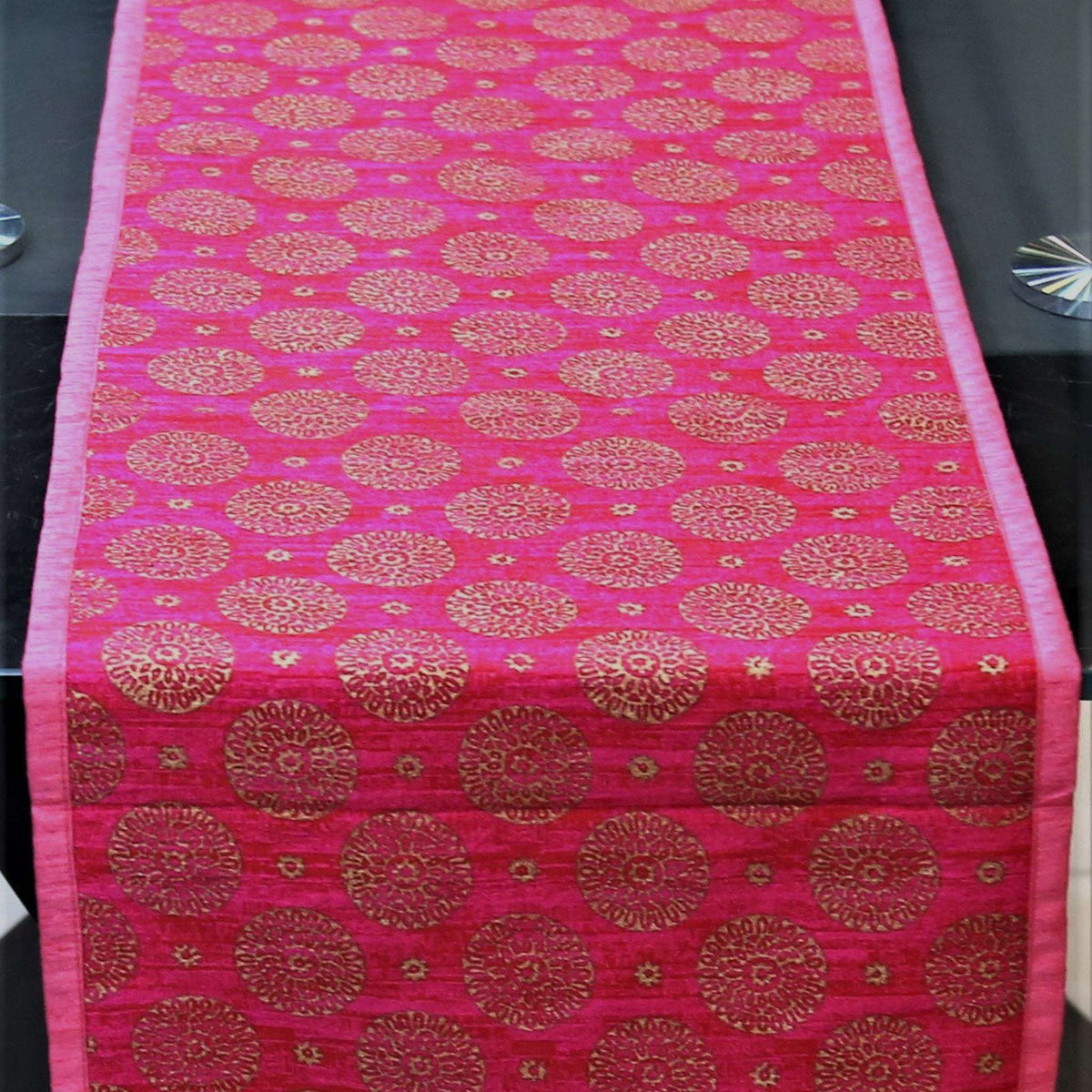 Pink Dupion Silk Table Runner 13 X 78 inch front view