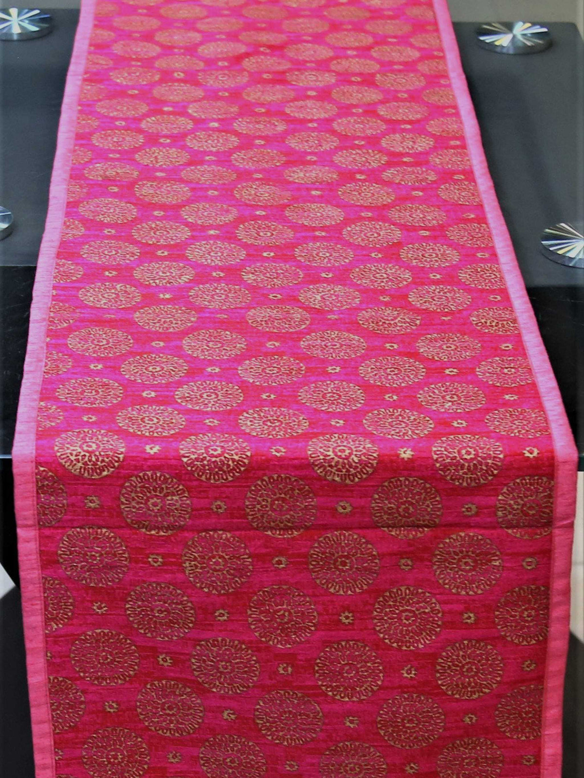 Pink Dupion Silk Table Runner 13 X 78 inch front view