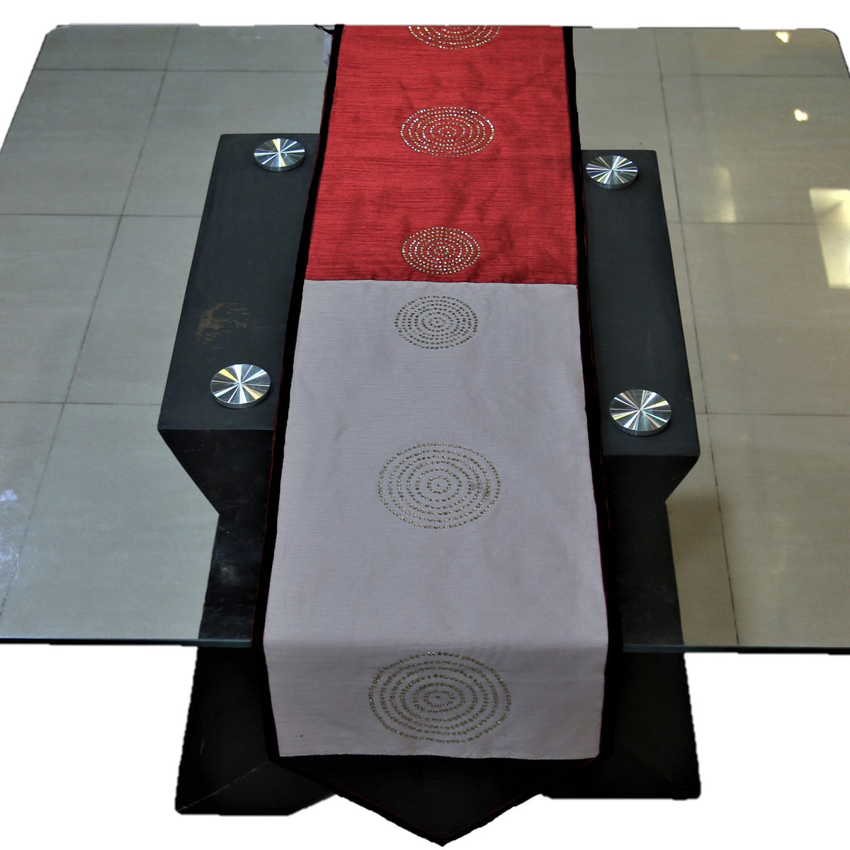 Sequence Work(14 X 90 Inch) Table Runner(Multi)-Dupion Silk - Jagdish Store Online Since 1965