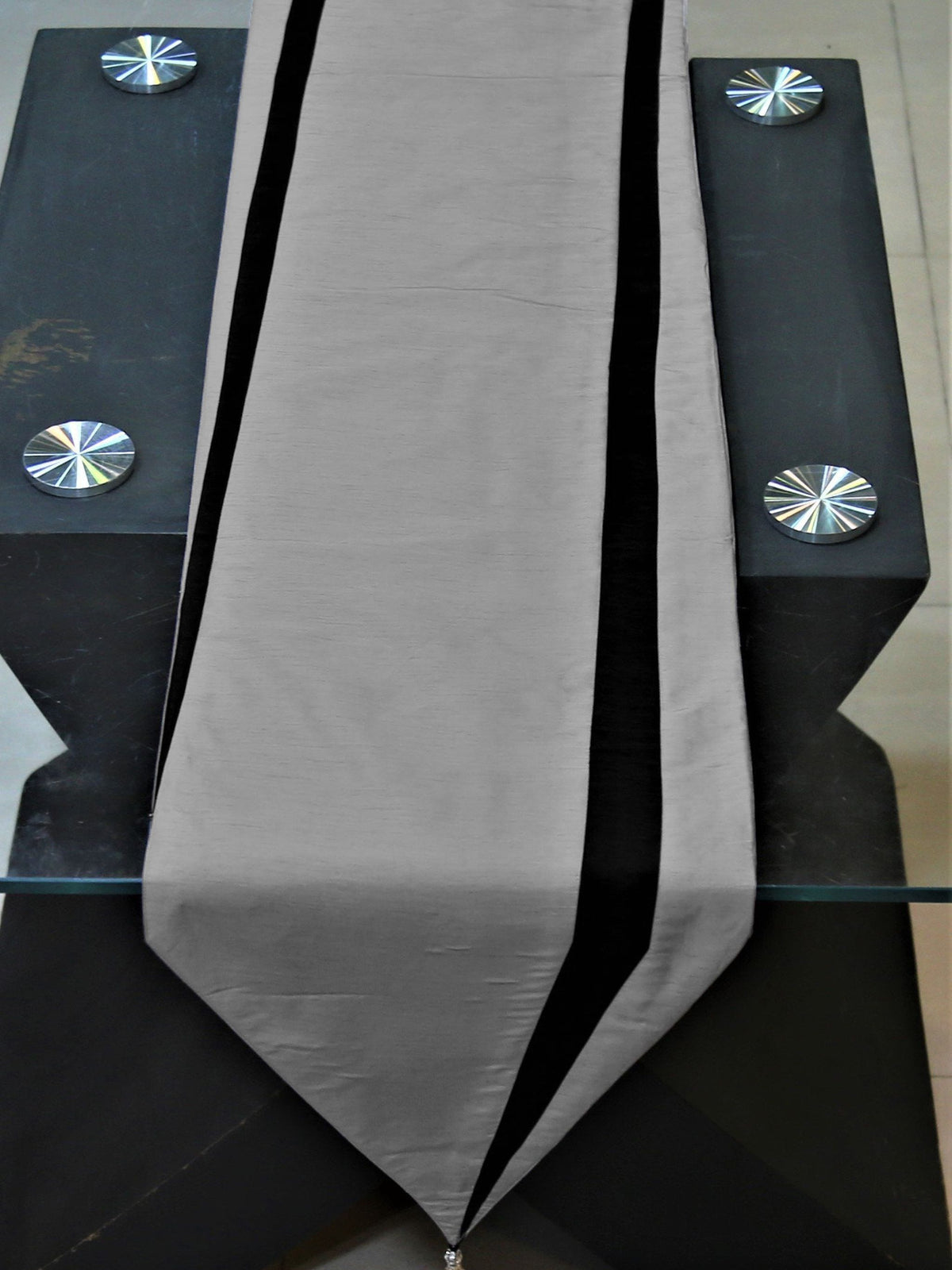 Black Polyester Table Runner 13 X 90 inch front view