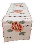Beige Embroidered Linen Table Runner 12 X 90 inch front view