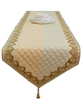 Green Sequin Work Dupion Silk Table Runner 14 X 90 inch front view