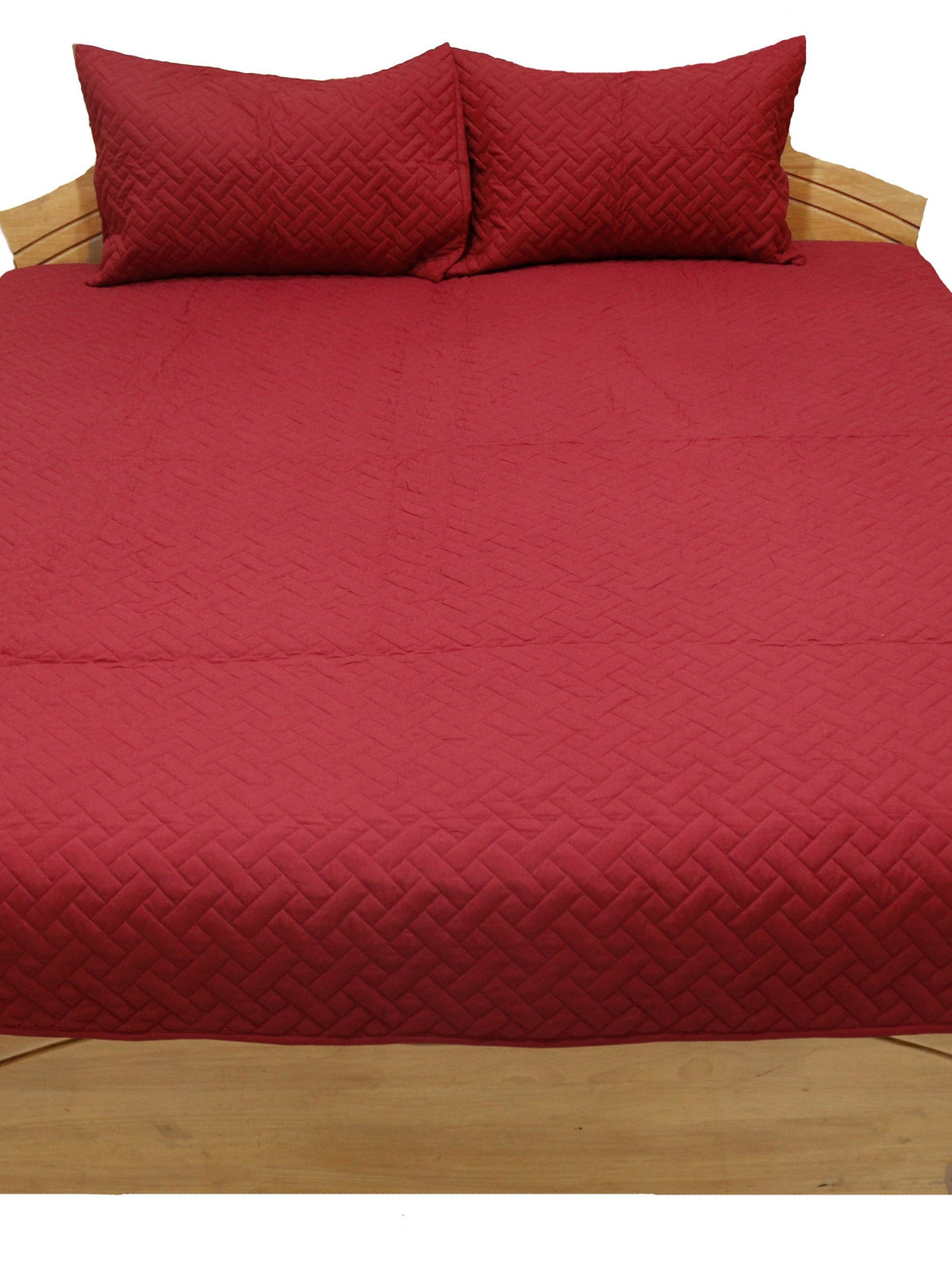 Maroon Plain Cotton Bedcover front view