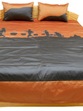 Brown Embroidered Bedcover front view