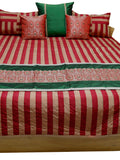 Grey Brocade Poly Silk Bedcover front view