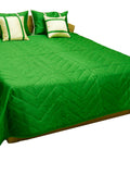 Reversible Plain PolySilk Quilted BedCover Set-(1 bedcover+ 2 Pillow Covers + 2 Cushion Covers) - Jagdish Store Karol Bagh Online Since 1965