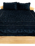 Black Embroidered Velvet Bedcover front view