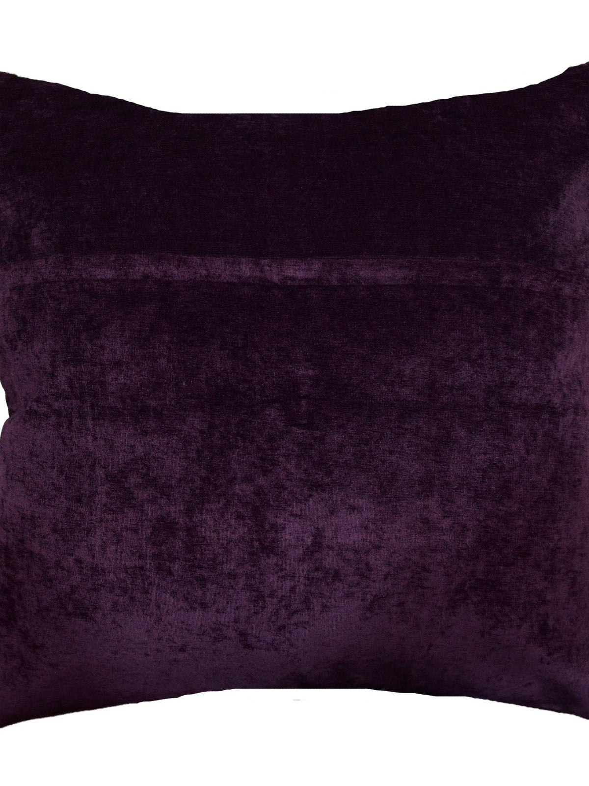 Plain deep aubergine velvet reverse with concealed zip