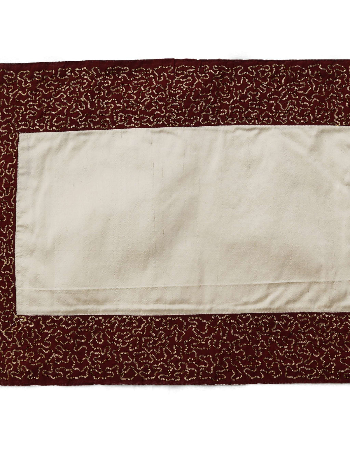 (Maroon-Cream) Water Filling Stitch Table Mat-Polyester - Jagdish Store Online 