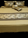 Silk Ambi Brown Poly Silk Double Bedcover with 2 Pillow Covers & 2 Cushions - Jagdishstoreonline 