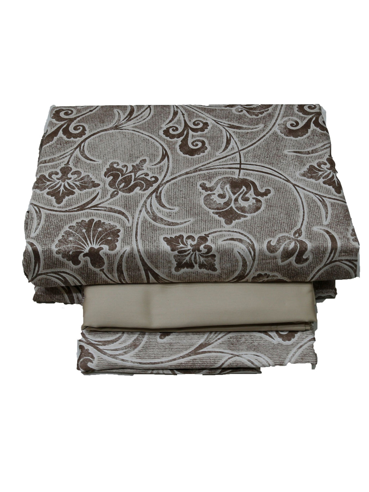 Folded grey paisley bedsheet with its plain pillow covers, Trident Nectarsoft