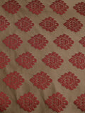 Damask Silk Jacquard Upholstery Sofa Fabric - Chocolate & Red - Jagdishstoreonline 
