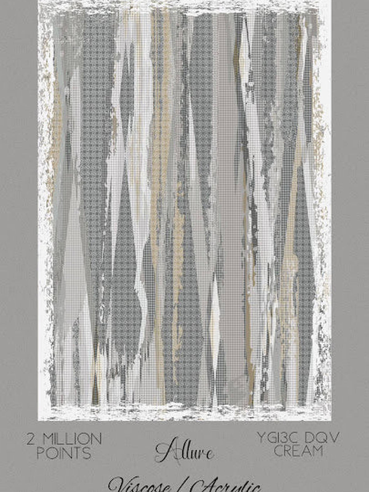 Grey, cream and gold vertical ribbon stripe rug, Allure viscose-acrylic, Cream