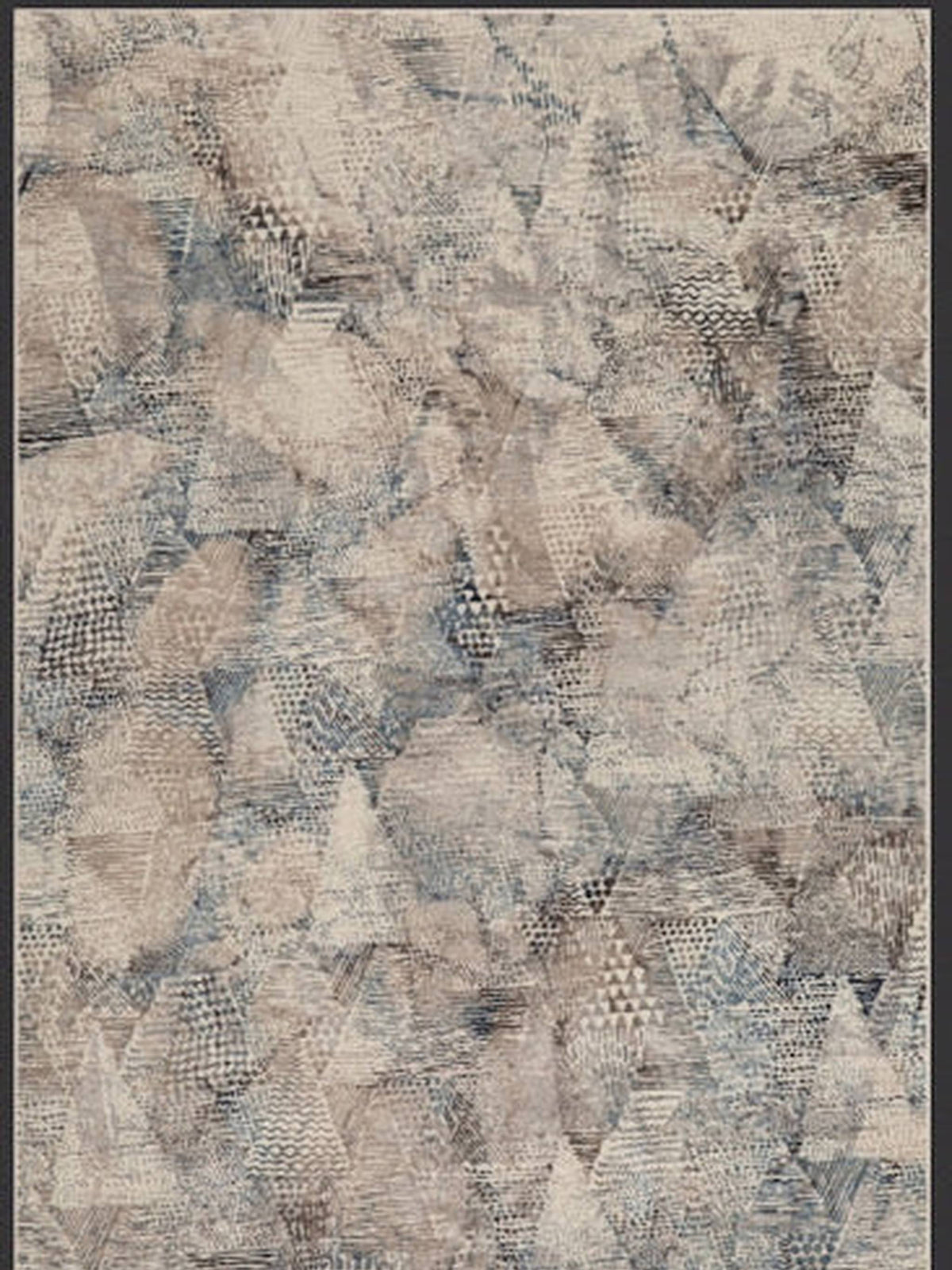 Sand and blue-grey mottled fractured abstract rug, Grand Kendra Bellagio