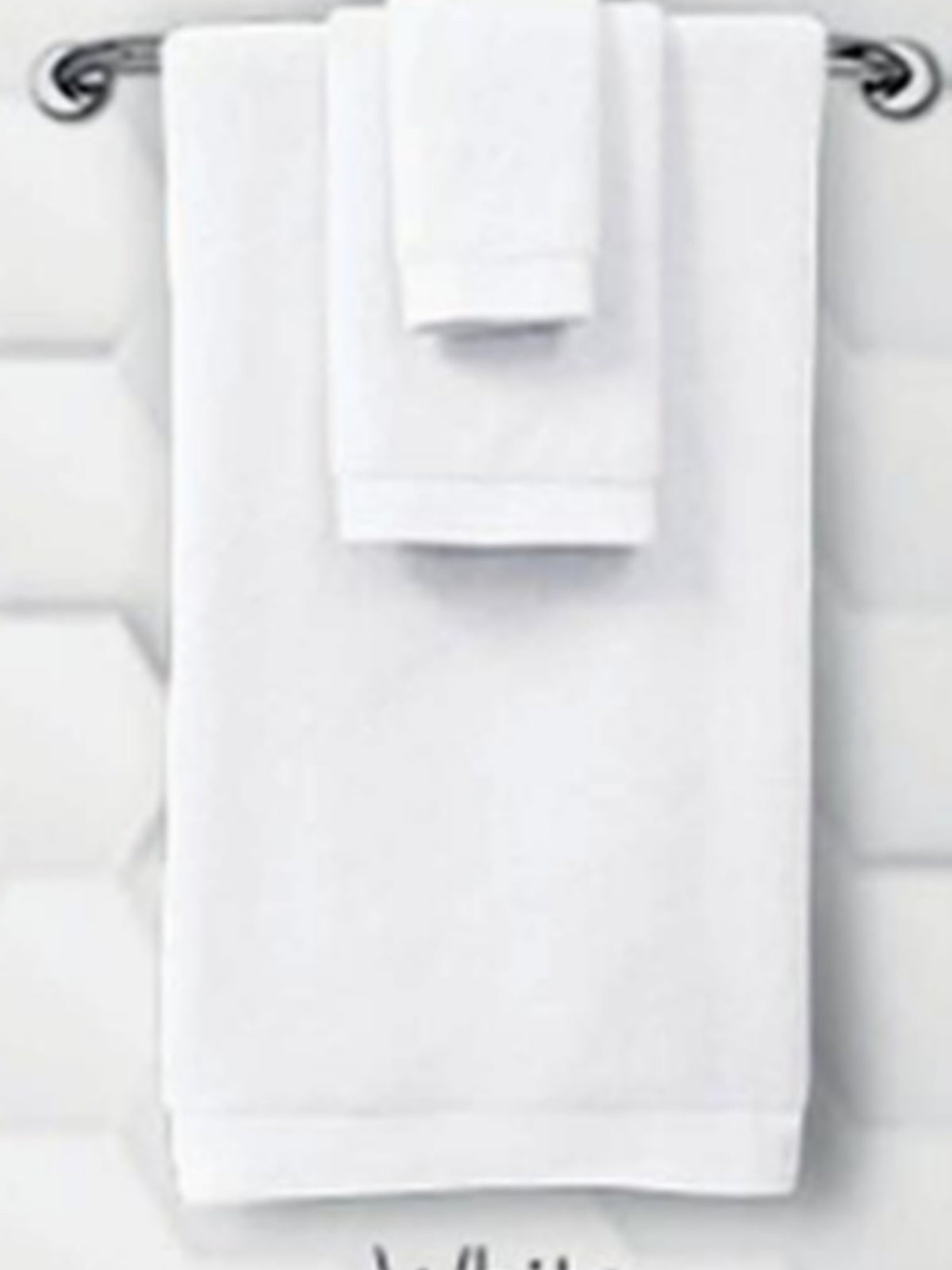 White cotton towel set hanging on a rail, Resort Towel in White