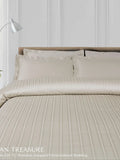 Tuscan Treasure 550TC Striped Cotton King Size Bedsheet - Jagdishstoreonline 