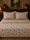 Serigate Floral Printed 3 Pcs Cotton King Size Bedcover Set