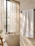 White Cotton Bath Towel with Minimal Border - Jagdishstoreonline 