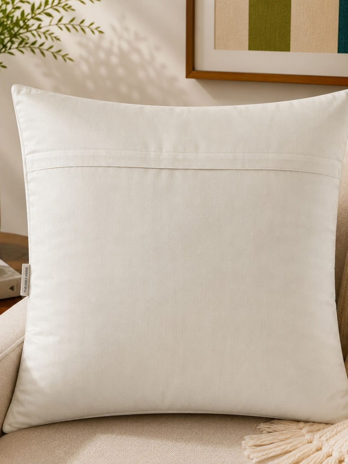 White typography printed polysilk cushion cover with vintage car graphics