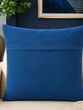 Blue suede cushion cover with plain solid design