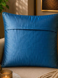 Jagdish Store blue cushion cover with intricate silver sequin and bead floral embroidery and border. Approx 16x16 inches.