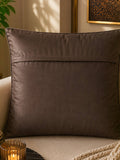 Jagdish Store decorative woven cushion cover in mocha brown with a hot pink stripe and intricate texture.
