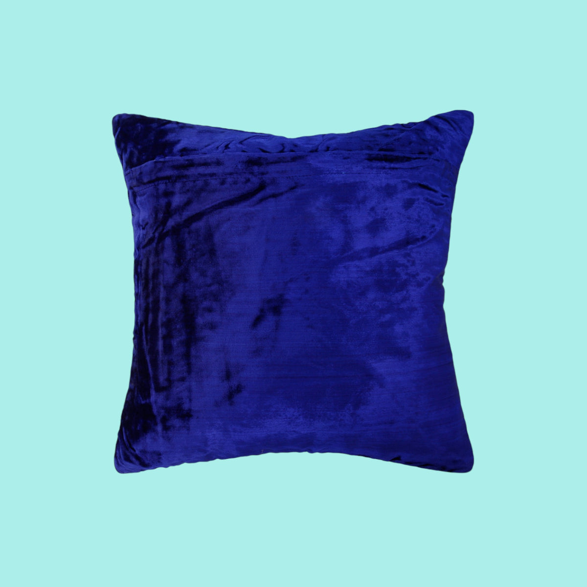Plain royal blue velvet reverse of the embroidered cushion cover