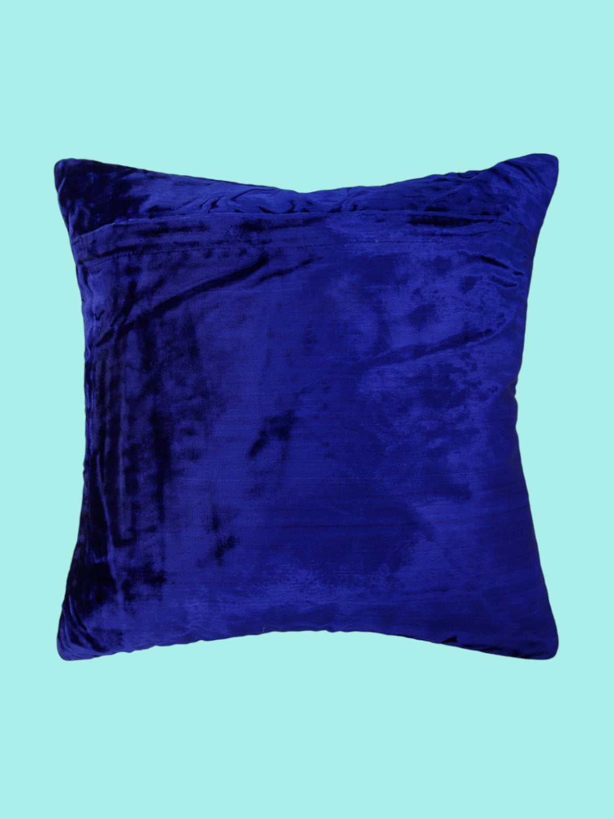 Plain royal blue velvet reverse of the embroidered cushion cover