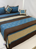 Brown Embroidered Dupion Silk Bedcover 90x108 inch front view