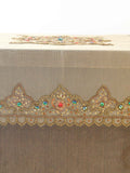 Brown Hand Embroidered Table Cover front view