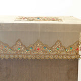 Hand Embroidery  (40 X 40 Inch) Table Cover(Brown)-Net - Jagdish Store Online Since 1965
