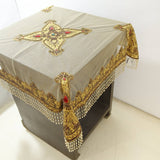 Hand Embroidery  (40 X 40 Inch) Table Cover(Golden)-Net - Jagdish Store Online Since 1965