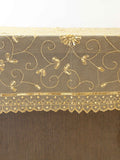 Brown Hand Embroidered Table Cover front view