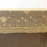 Hand Embroidery  (40 X 40 Inch) Table Cover(Light Brown)-Net - Jagdish Store Online Since 1965