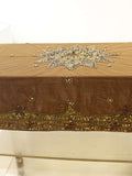 Brown Hand Embroidered Table Cover 36x54 inch front view